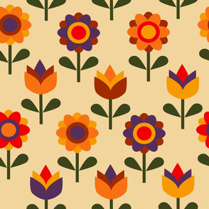 Happy Retro Flowers, 70s Floral