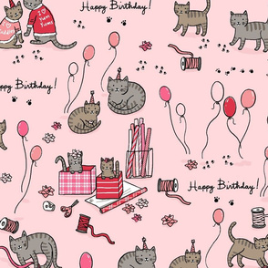 Cat Birthday Party in pink (large)