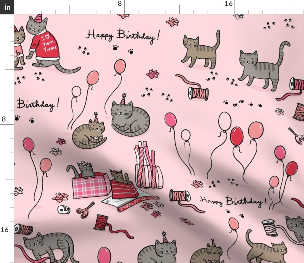 Cat Birthday Party in pink (large)
