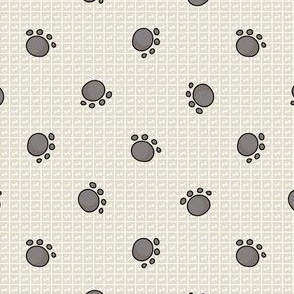  Hand drawn cute pink puppy dog paw with claw seamless pattern.