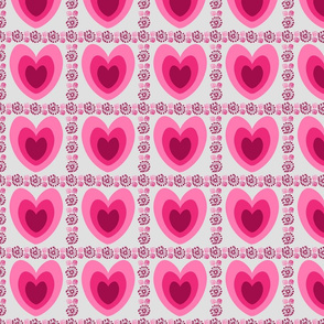 Heart Square Floral Red And Pinks