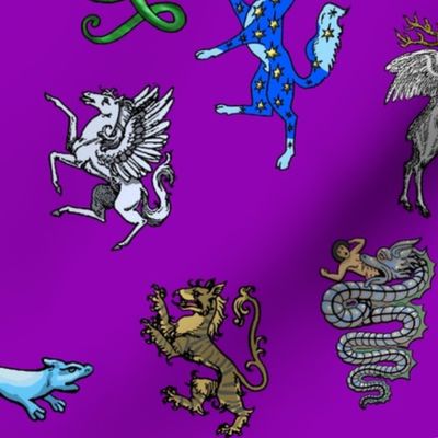 Heraldic Animals Straight Large purple
