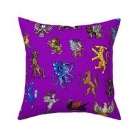 Heraldic Animals Straight Large purple