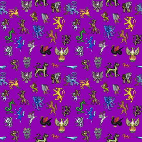 Heraldic Animals Straight small purple
