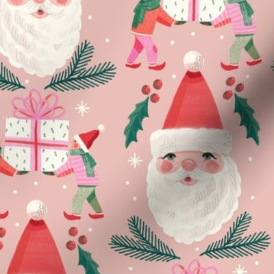 Christmas Santa and Elves Present Prep  - Blush