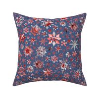 Snowflakes christmas stars Red blue