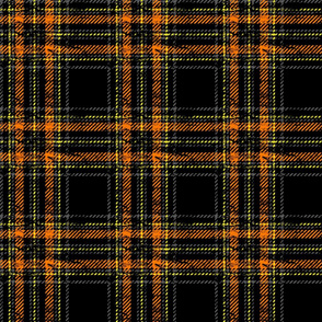 safety plaid black with orange accents worn