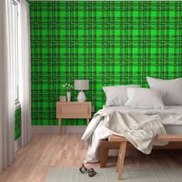 safety plaid bright green worn