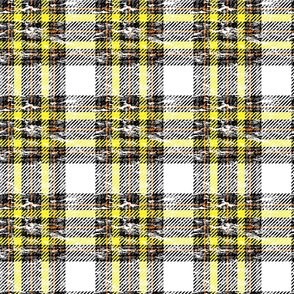 safety plaid white with yellow accents worn