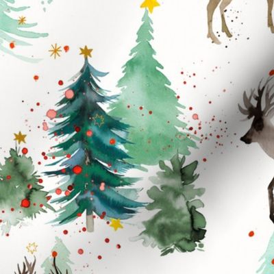 Rudolph deers and christmas trees GrandmillennialHolidayBedding