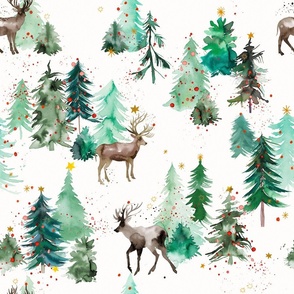 Rudolph deers and christmas trees GrandmillennialHolidayBedding