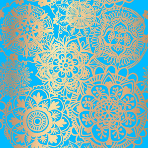 Light Blue and Gold Mandala Pattern