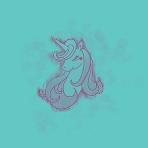 Pink Unicorn on Teal Large