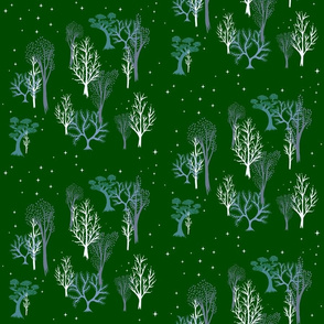 Starry Woods Christmas Green (small scale)
