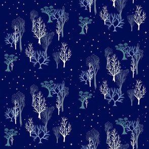 Starry Woods Midnight Blue (small scale)