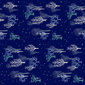 Starry Woods Midnight Blue Tea Towel