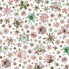 Snowflakes Christmas Pink Green