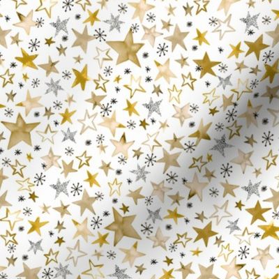 Yellow Stars Winter Stars Christmas Gold 