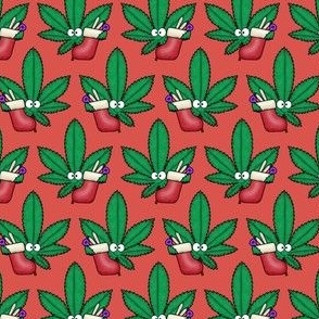Cannabis With Christmas Stocking Red
