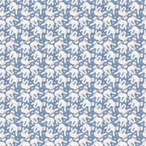 Tiny Trotting Bedlington Terriers and paw prints - faux denim