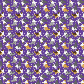 Tiny Trotting Shelties and paw prints - purple