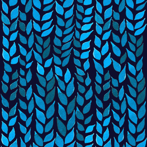 Watercolor Leaves - Bright Blue 2