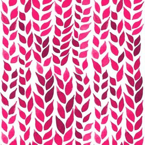 Watercolor Leaves - Hot Pink