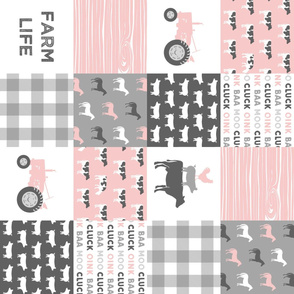 farm life wholecloth - woodgrain - pink and grey farm fabrics (90) V2 C20BS