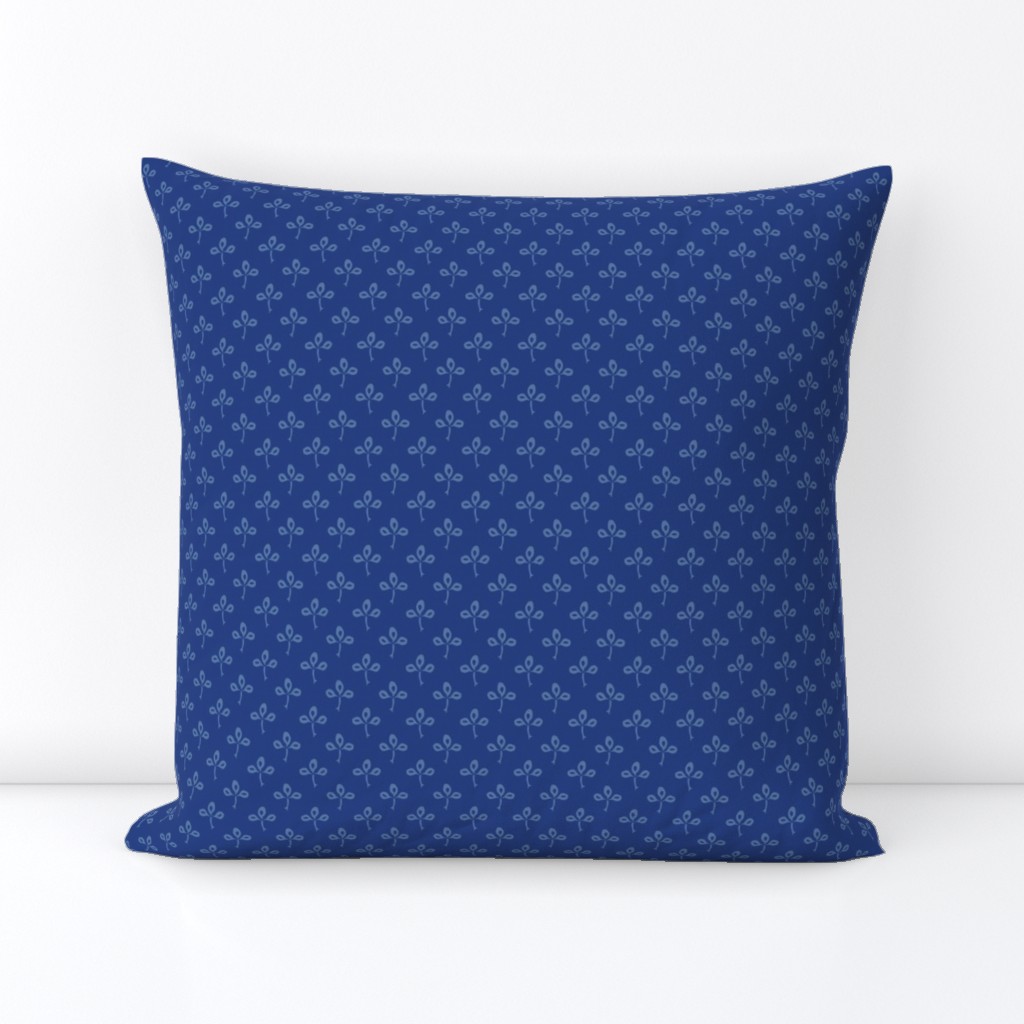 Dainty 3 leaf foliage repeat in dark blue