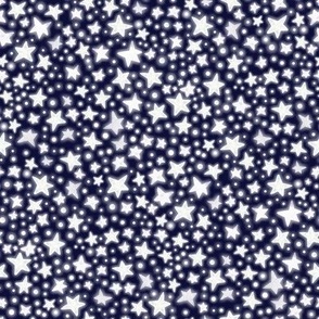 Glow in the dark stars - glowing white on dark navy blue