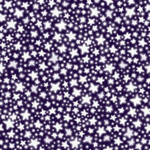 Glow in the dark stars - glowing white on dark purple