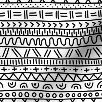 Sketched Tribal Stripes Black on White