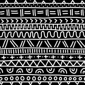 Sketched Tribal Stripes White on Black