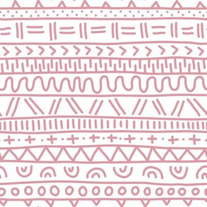 Sketched Tribal Stripes Pastel Red on White