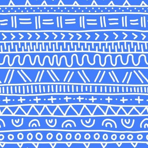 Sketched Tribal Stripes White on Periwinkle Blue