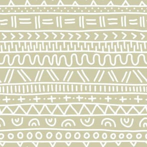 Sketched Tribal Stripes White on Sand Brown