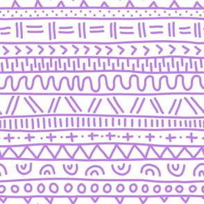 Sketched Tribal Stripes Purple on White