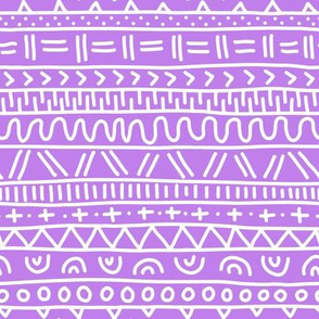 Sketched Tribal Stripes White on Purple