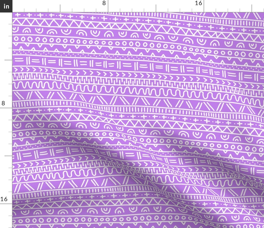 Sketched Tribal Stripes White on Purple