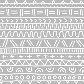 Sketched Tribal Stripes White on Silver