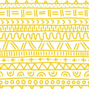 Sketched Tribal Stripes Yellow on White