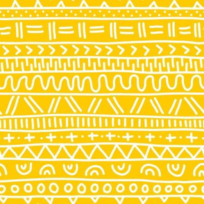 Sketched Tribal Stripes White on Yellow