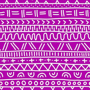 Sketched Tribal Stripes White on Dark Magenta