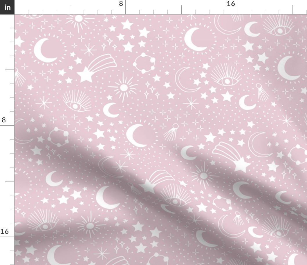 Mystic Universe party sun moon phase and stars sweet dreams blush pink mauve white LARGE