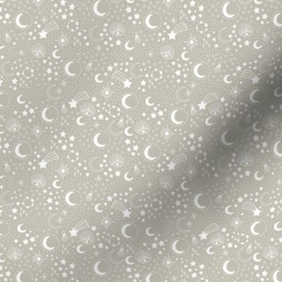 Mystic Universe party sun moon phase and stars sweet dreams pastel green mist beige white SMALL