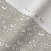 Mystic Universe party sun moon phase and stars sweet dreams pastel green mist beige white SMALL
