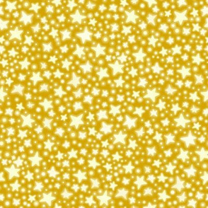 Glowing Golden Stars - bright glowing yellow on mustard 