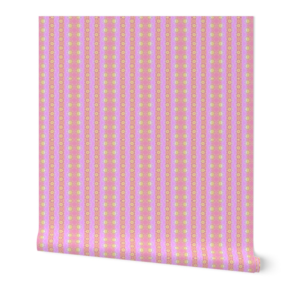 SUSIE vertical stripes pink  yellow coral lilac table runner tablecloth napkin placemat dining pillow duvet cover throw blanket curtain drape upholstery cushion duvet cover clothing shirt 