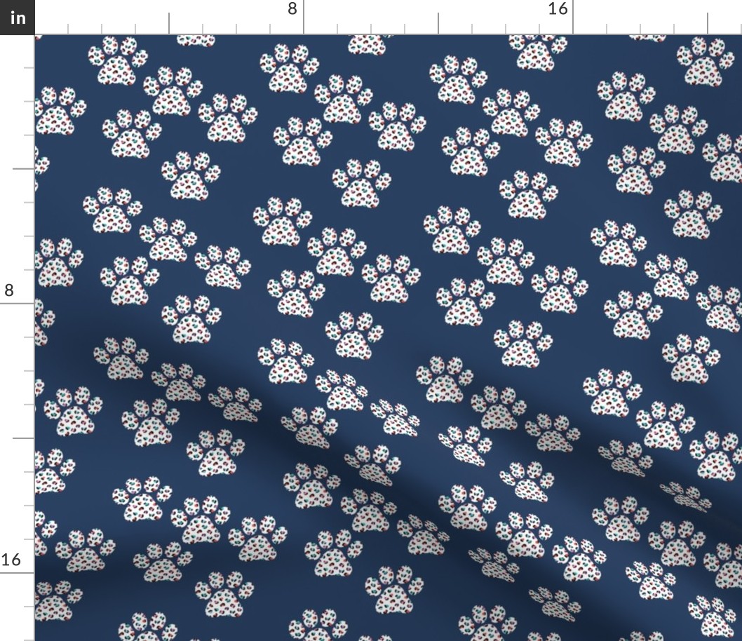 Little boho leopard panther spots animal skin dog paws trend design navy blue