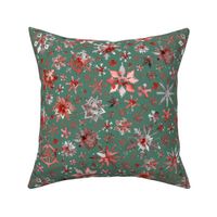Snowflakes Christmas Red Green